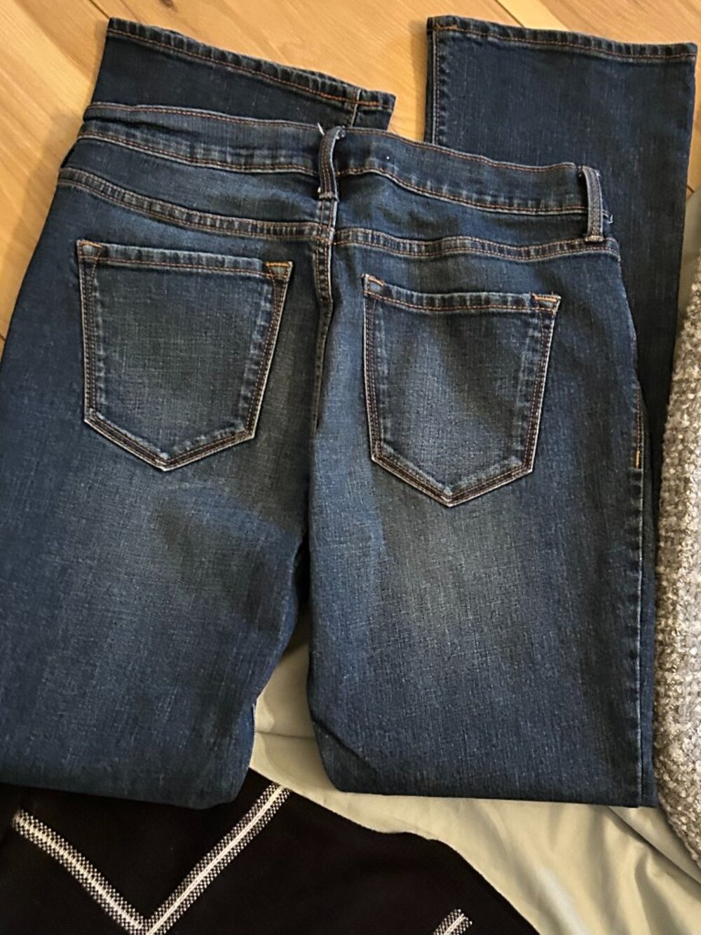 size 4 short old navy blue denim jeans womens pants four stretch mid rise
